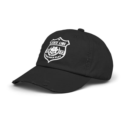 Distressed Baseball Cap State Line Badge Logo