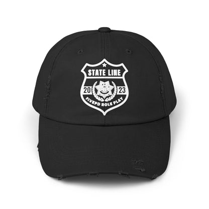 Distressed Baseball Cap State Line Badge Logo